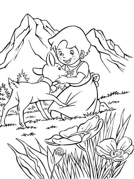 coloriage heidi avec une biche